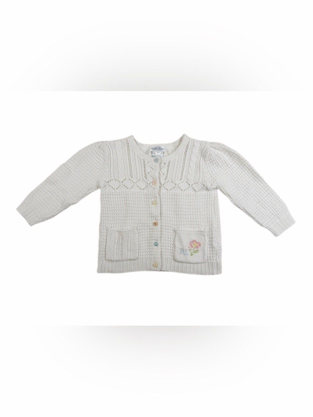 RALPH LAUREN Baby Girl Crochet Button Front Cardigan - 24M
